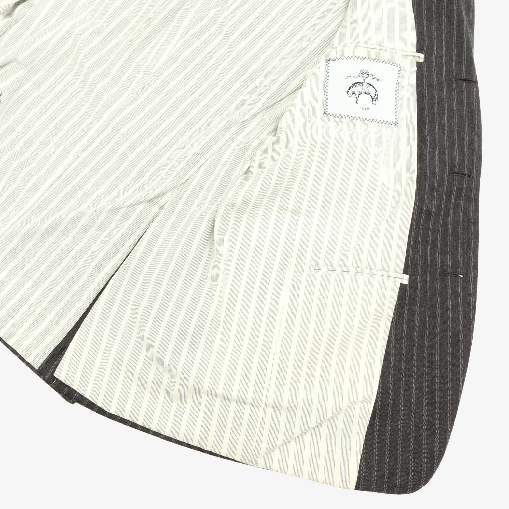 Black Fleece Wool Pinstripe Suit - Image 3