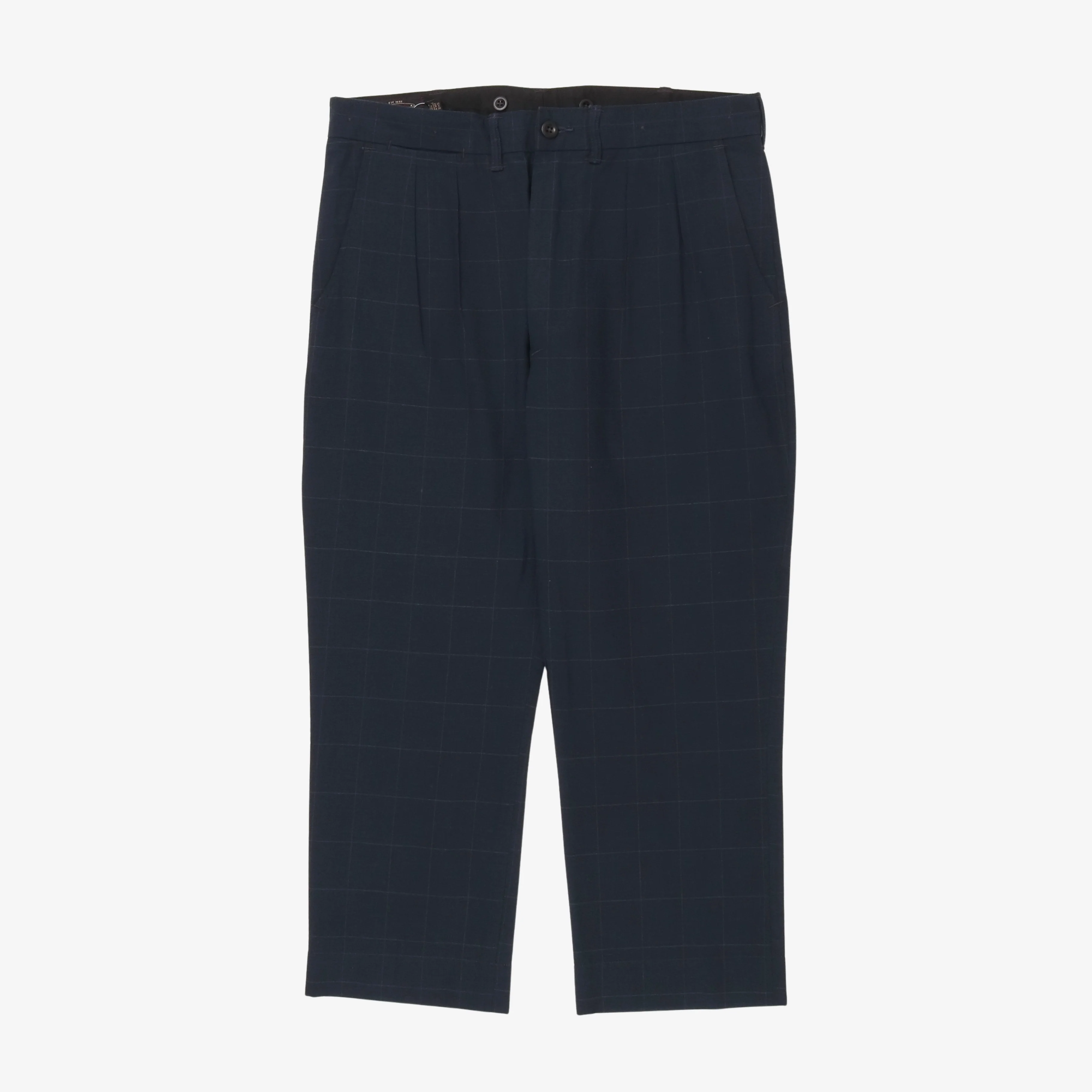 Cotton Blend Check Trousers (34W X 25L)