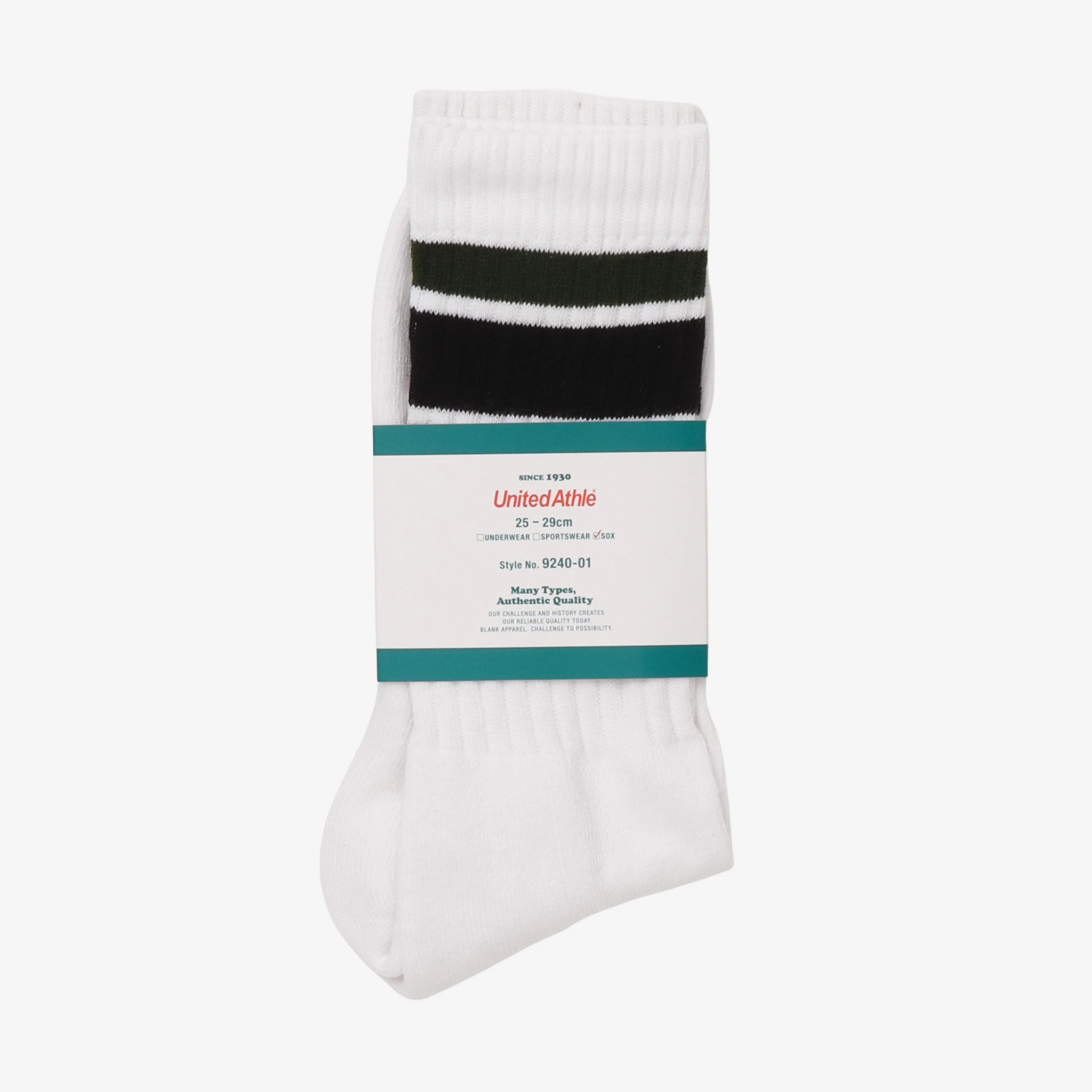 Crew Socks - Green/Black (Size 25-29cm)