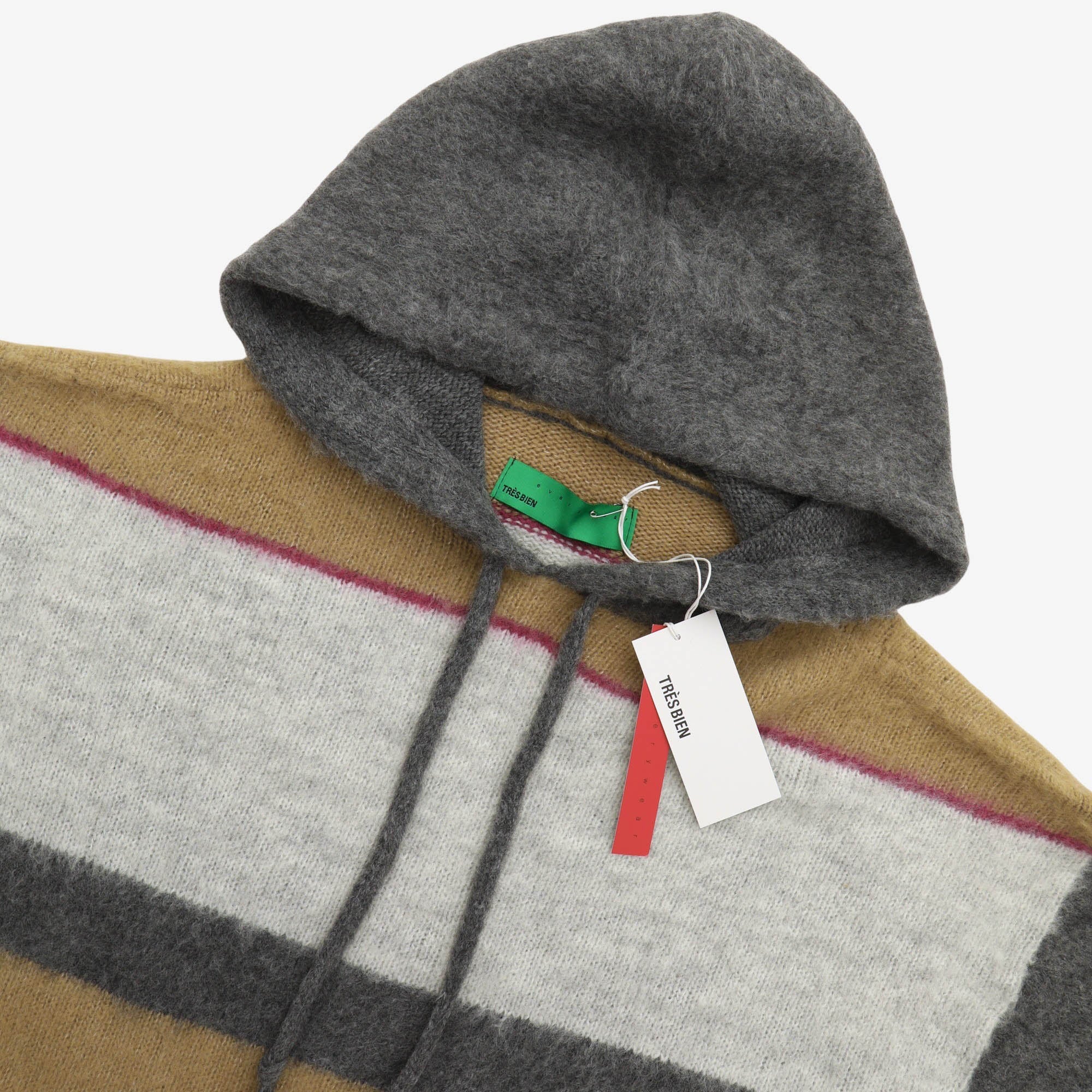 Fuzzy Stripe Knitted Hoodie - Image 3