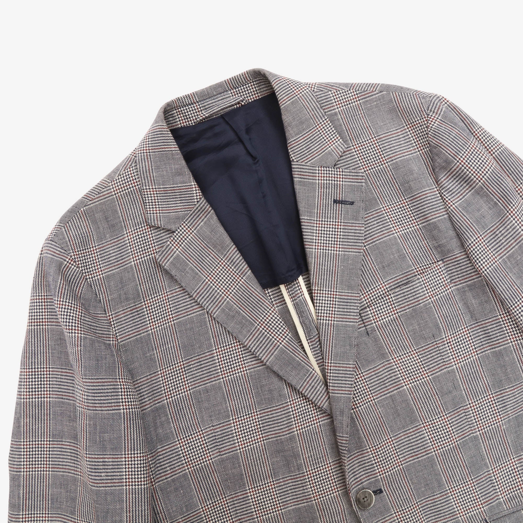 Linen Blend Glen Check Blazer - Image 3