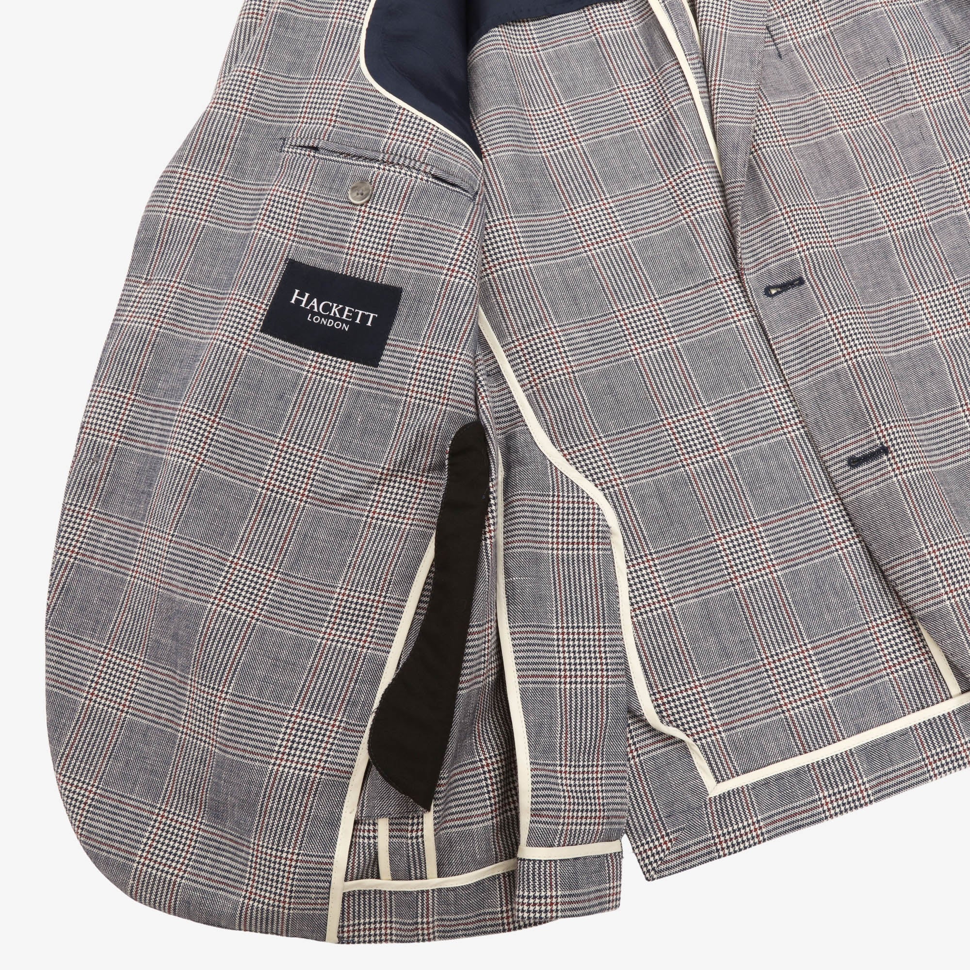 Linen Blend Glen Check Blazer - Image 4