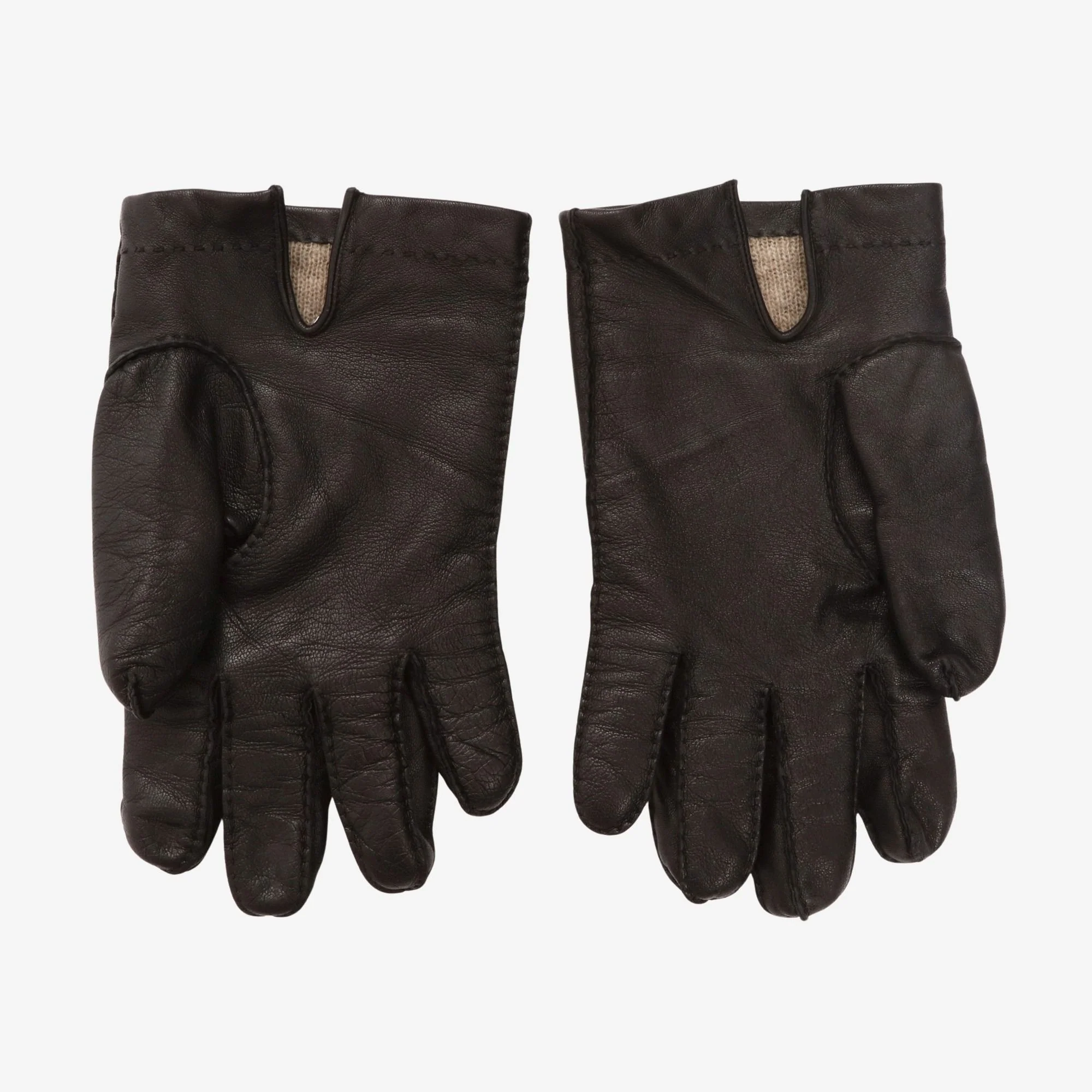 Three Point Cashmere Lined Leather Gloves - Image 2