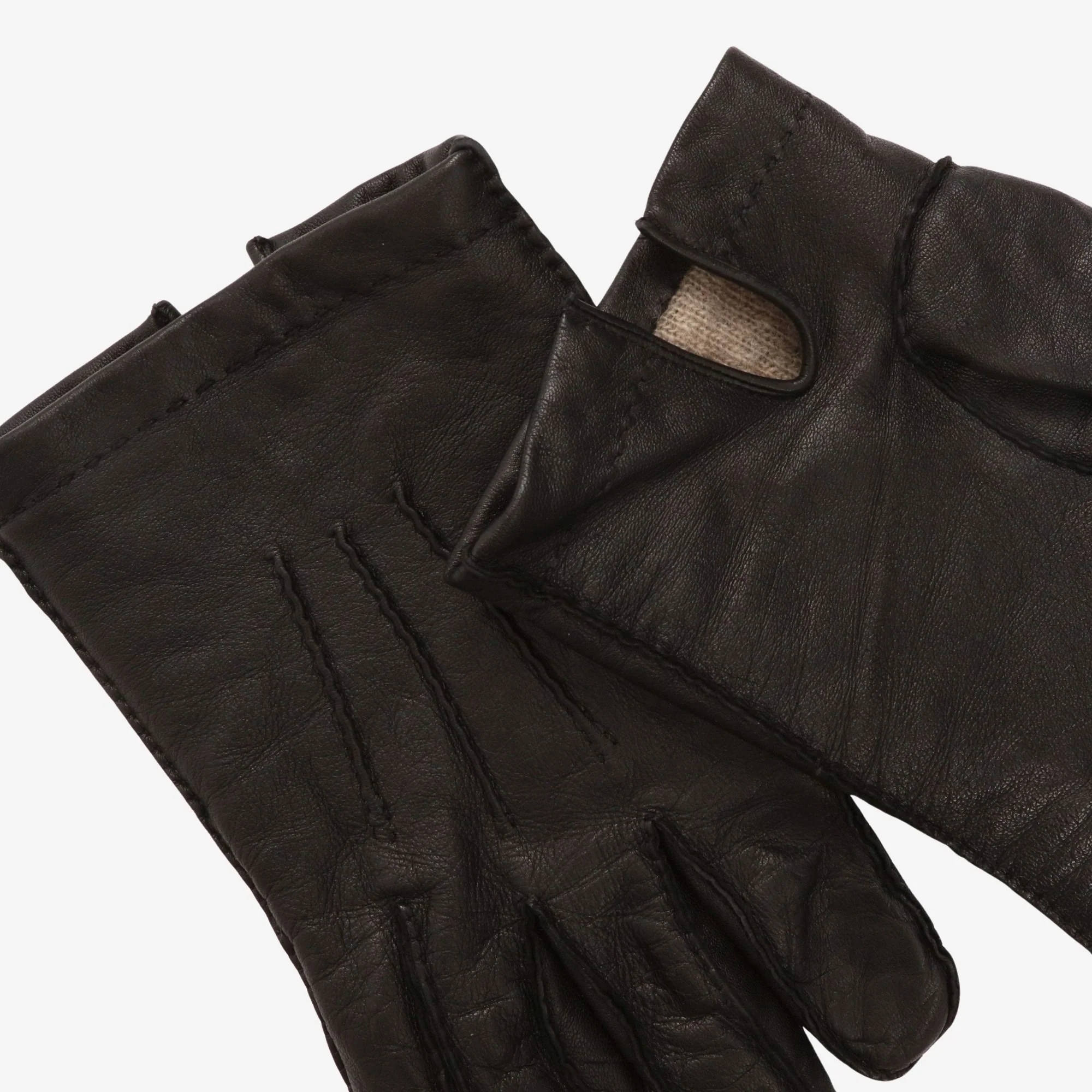 Three Point Cashmere Lined Leather Gloves - Image 3