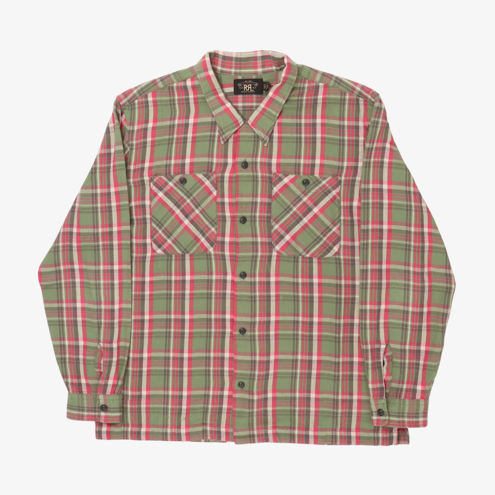 Plaid Twill Camp Collar Shirt