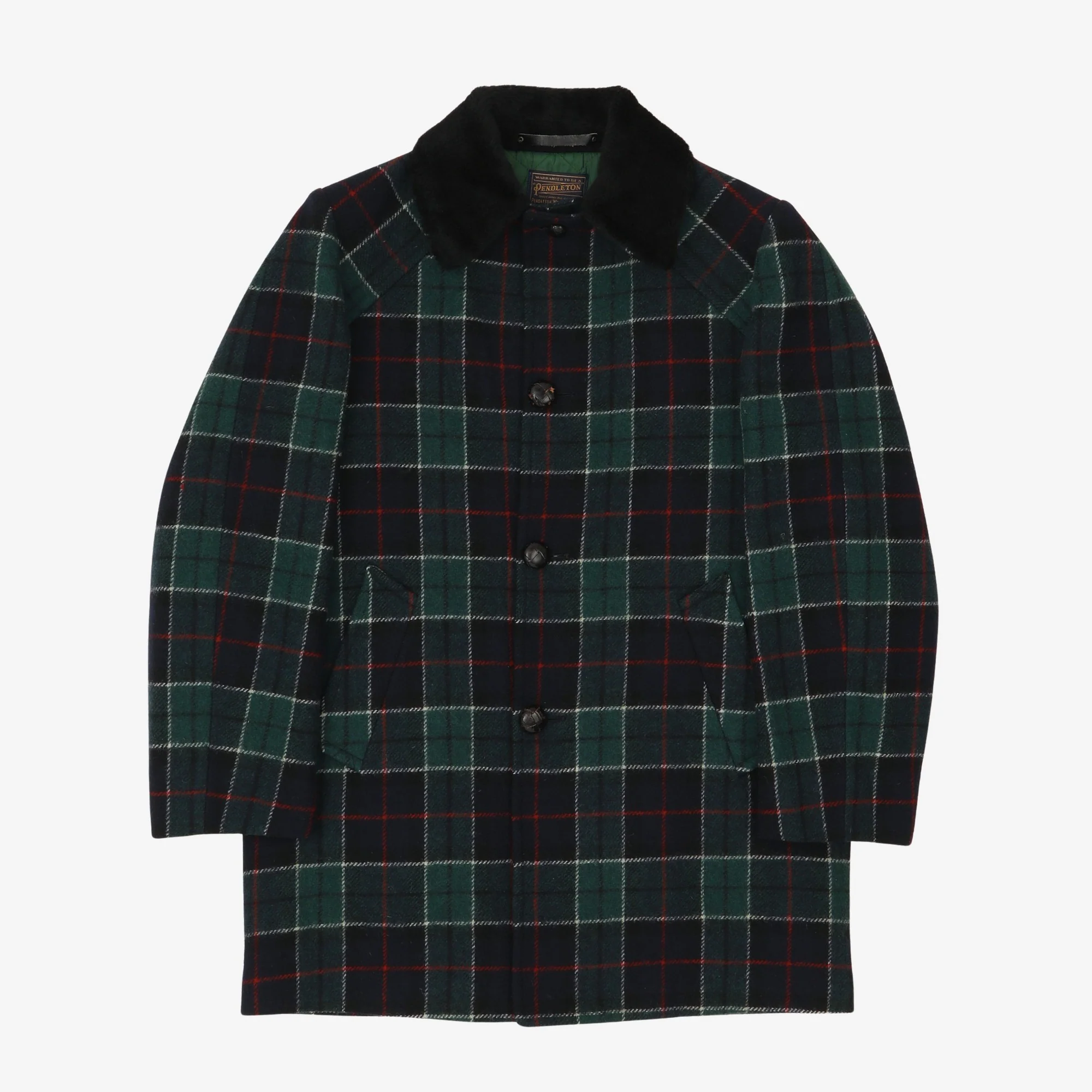Quilted Check Wool Overcoat