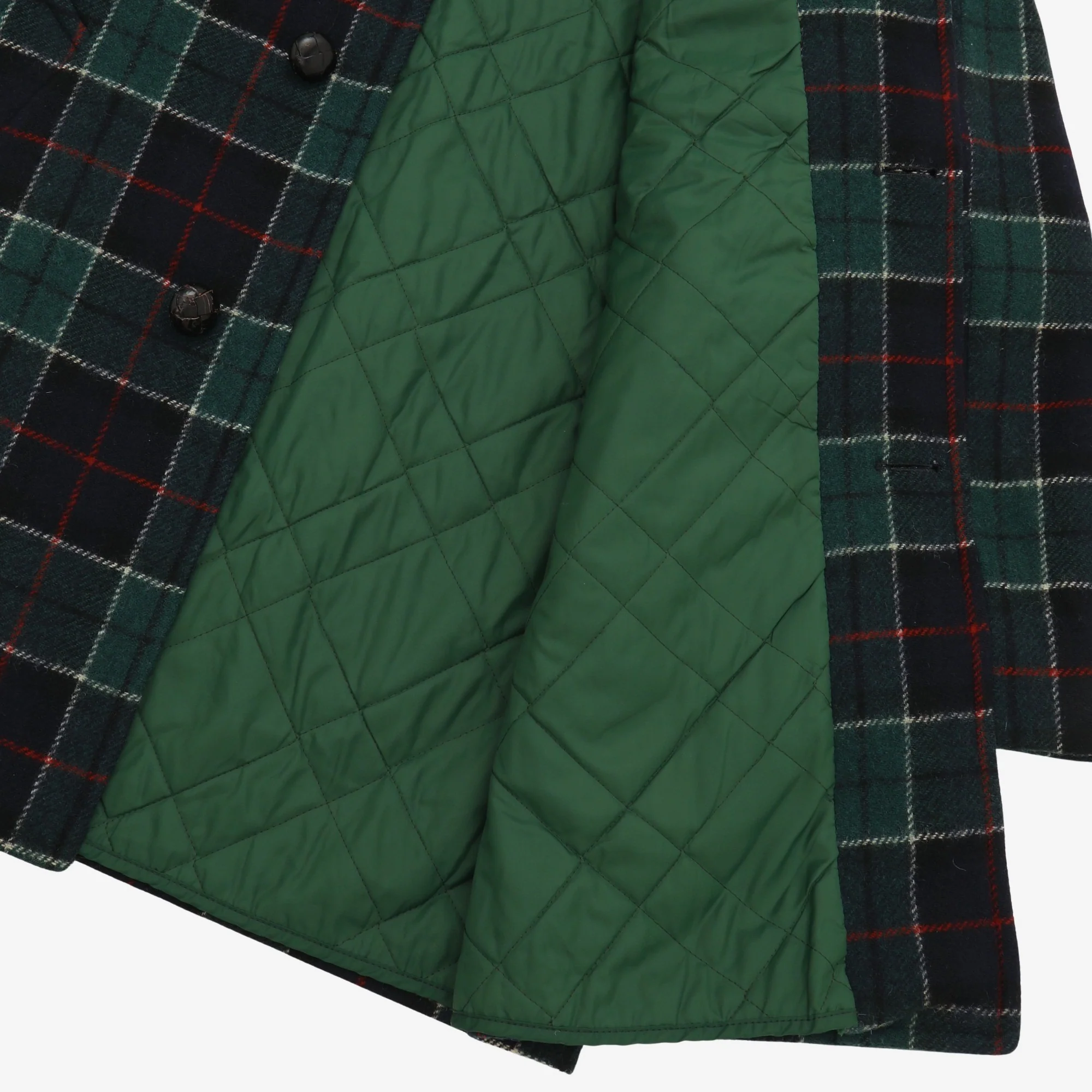 Quilted Check Wool Overcoat - Image 4