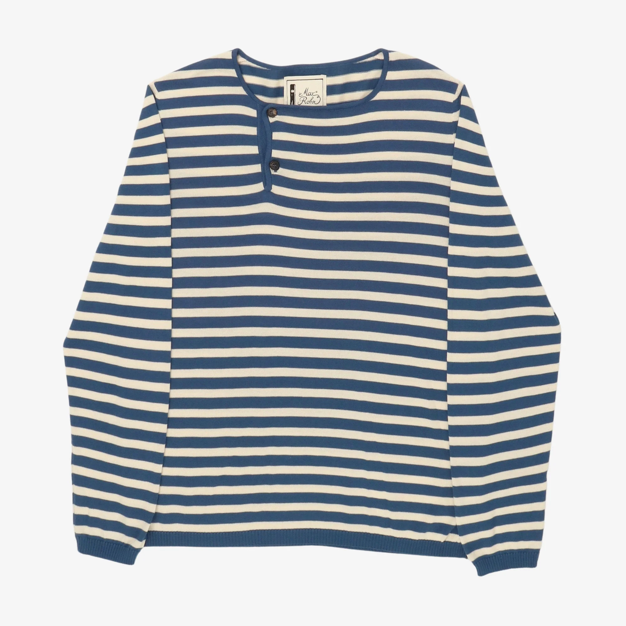 Side Button Striped LS Tee