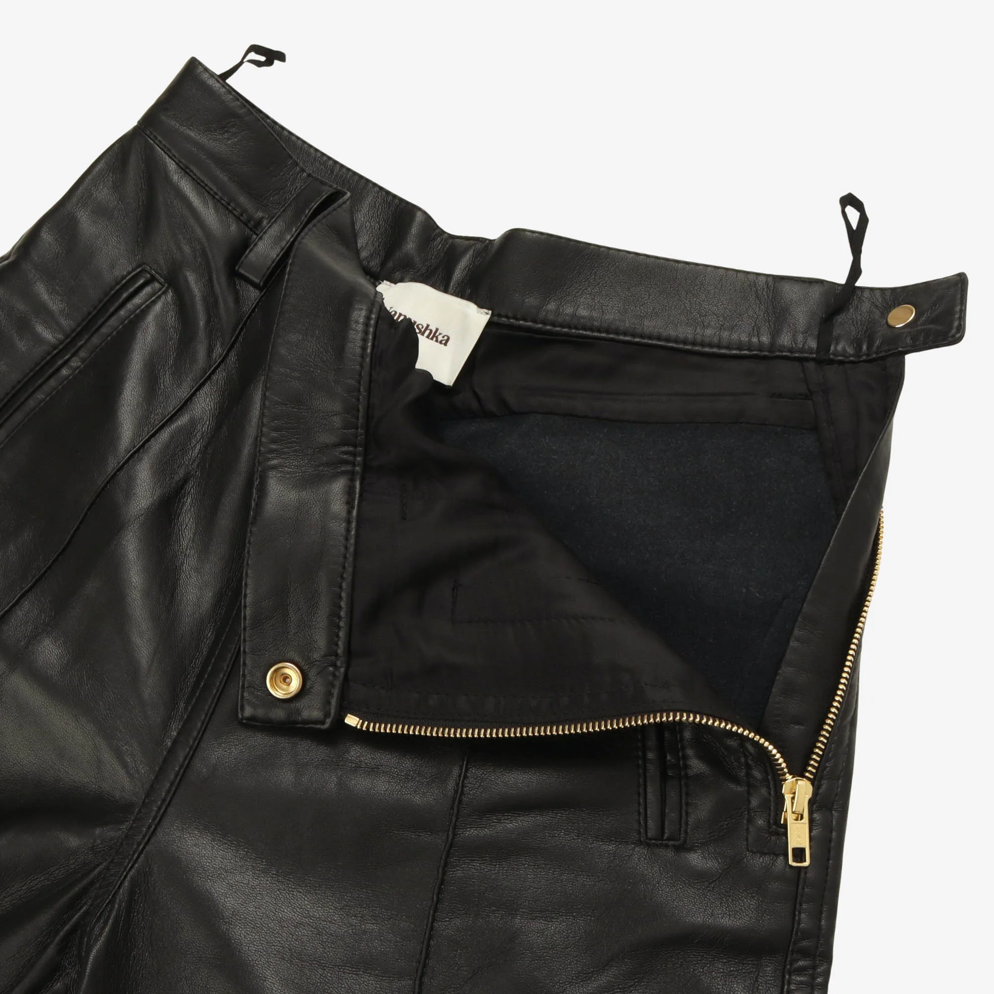 Side Zip Leather Trousers (28W X 33L) - Image 3