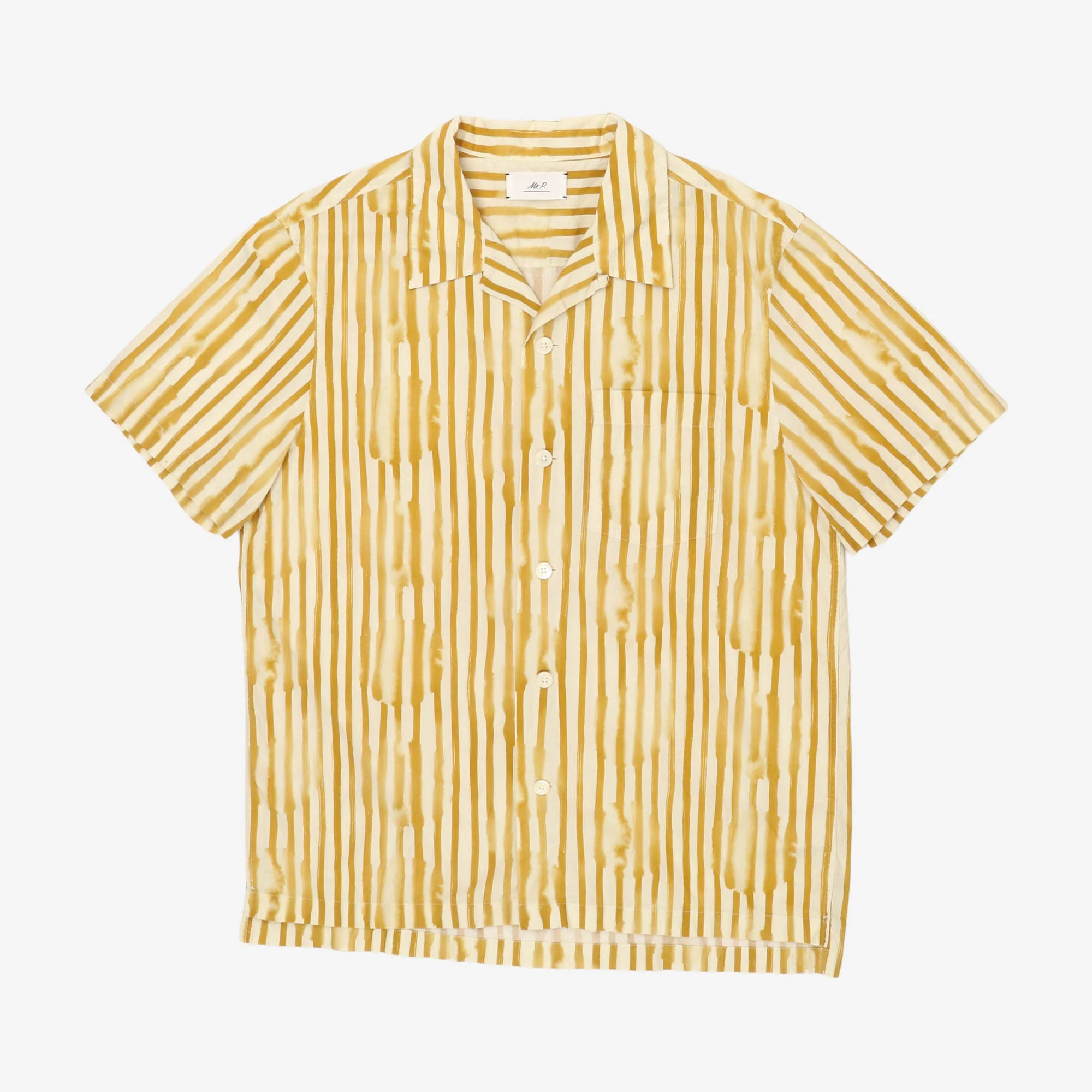 Stripe Print Camp Collar Shirt