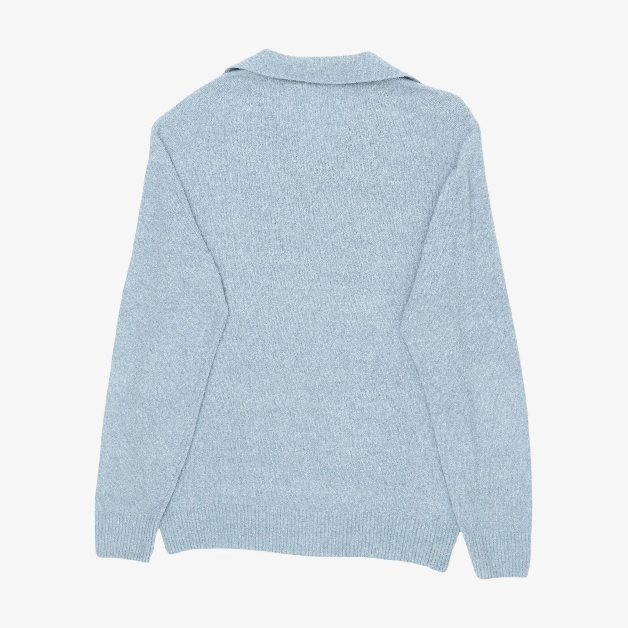V Neck Boucle Polo Sweater - Image 2