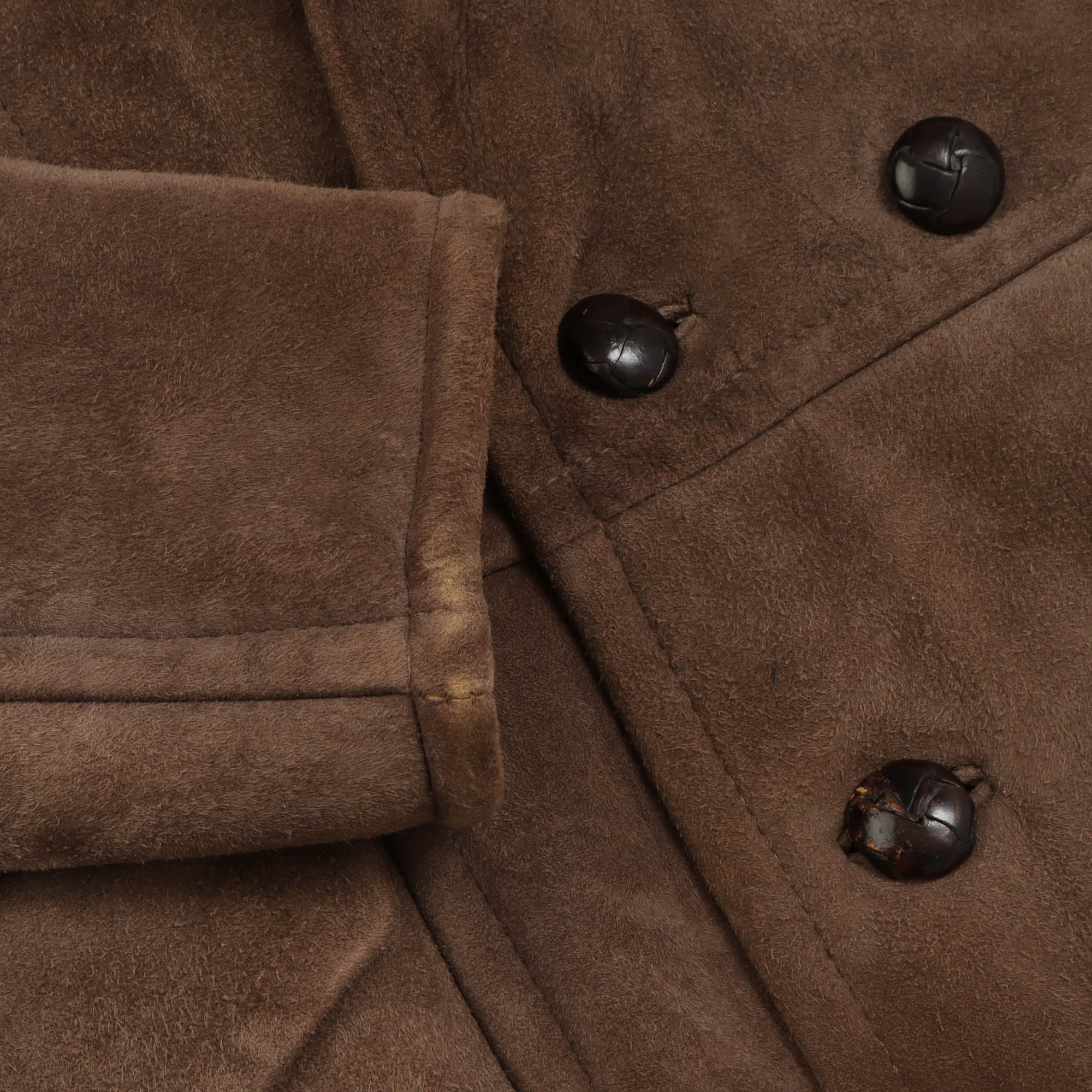 1970s Shearling Lined Suede DB Overcoat - Image 3