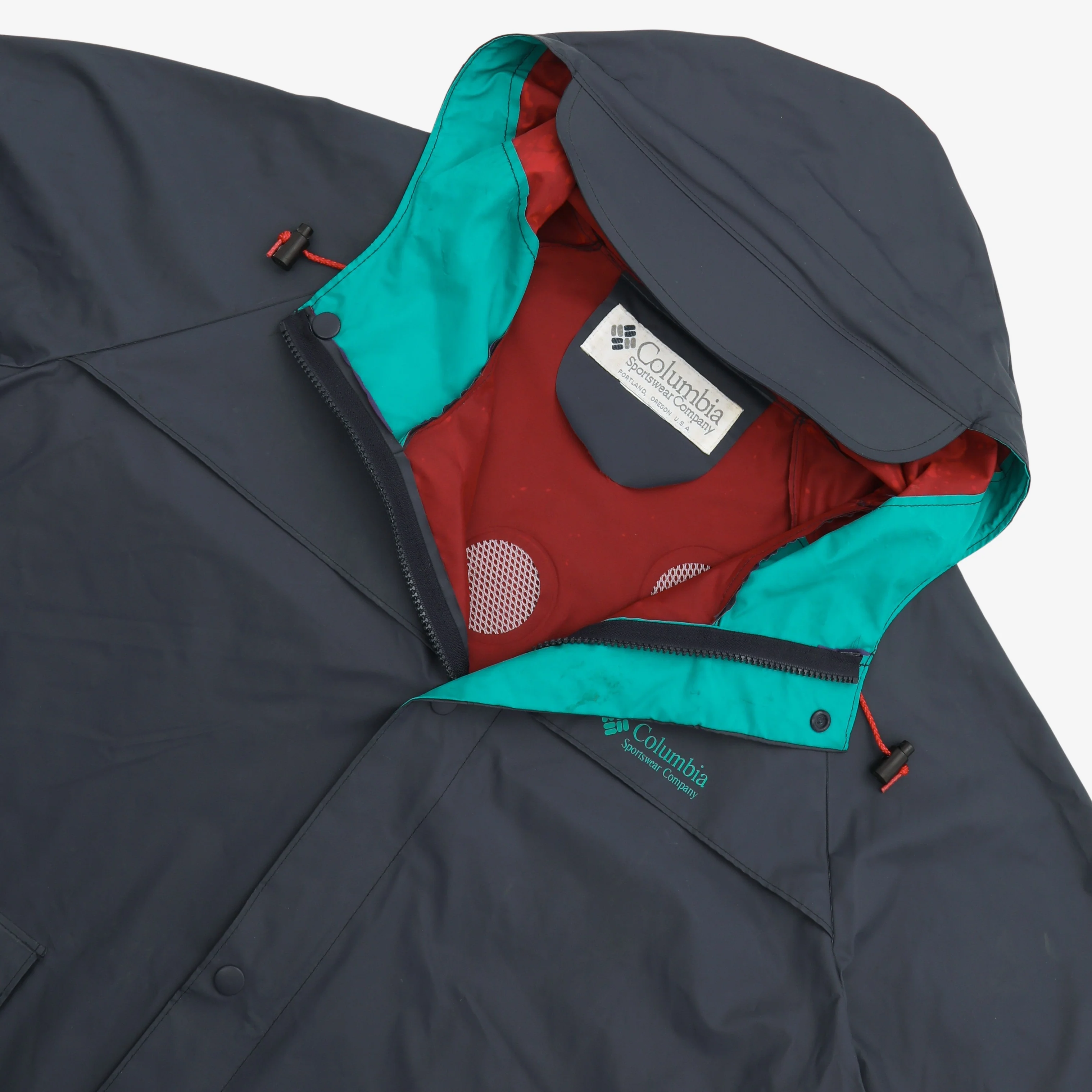 Vintage PVC Nylon Vented Hooded Rain Coat - Image 3