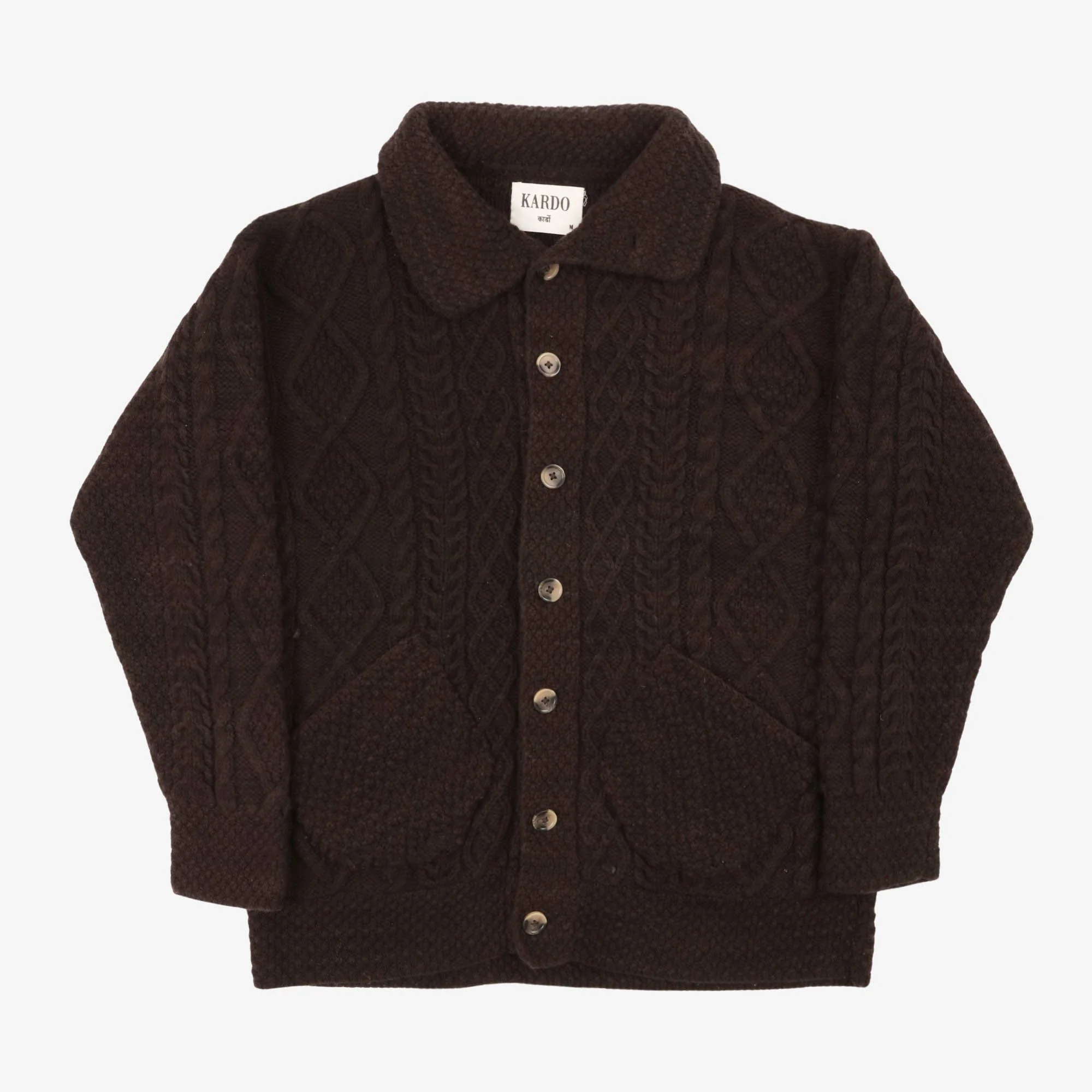 Wool Cable Knit Cardigan