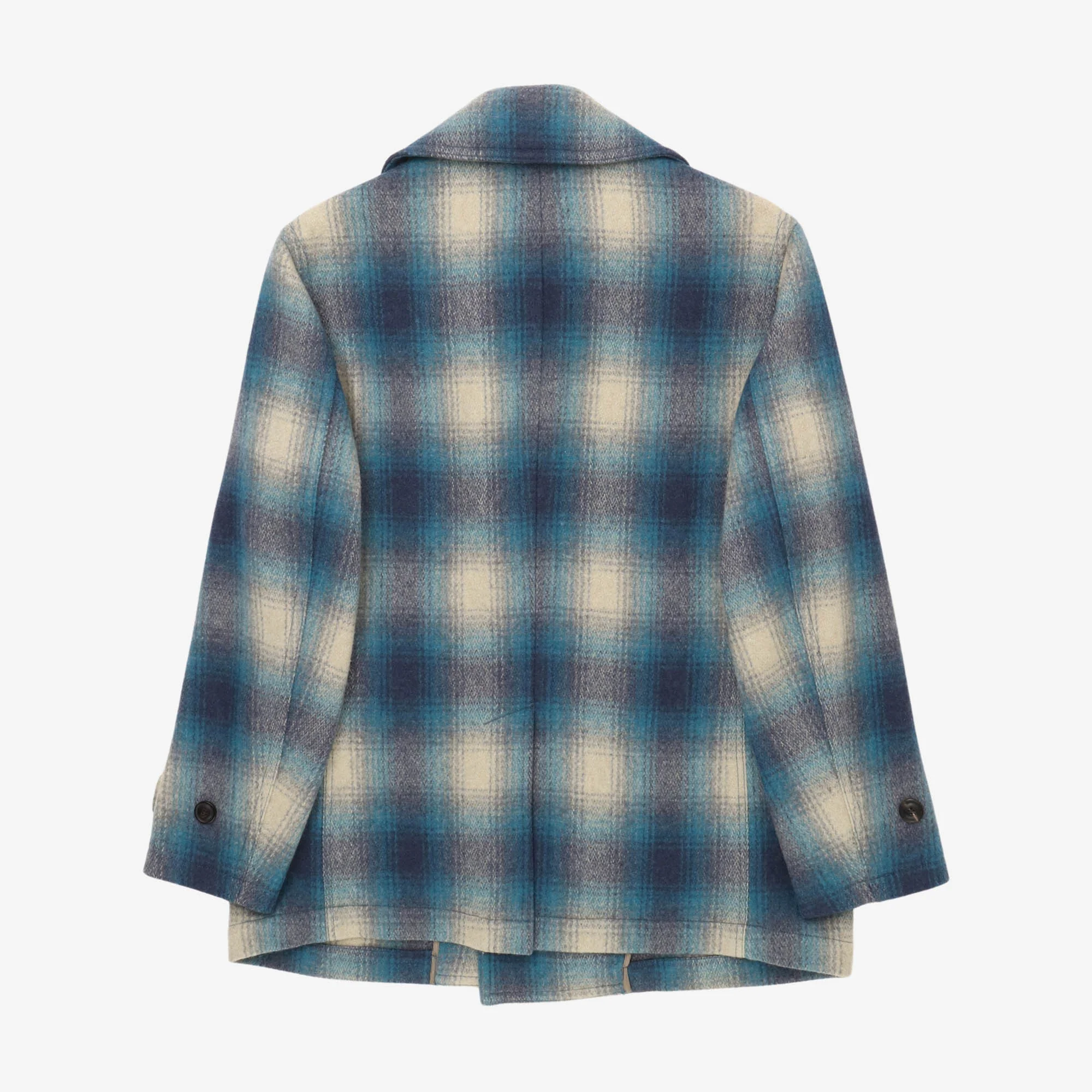 Wool Plaid Check Peacoat - Image 2