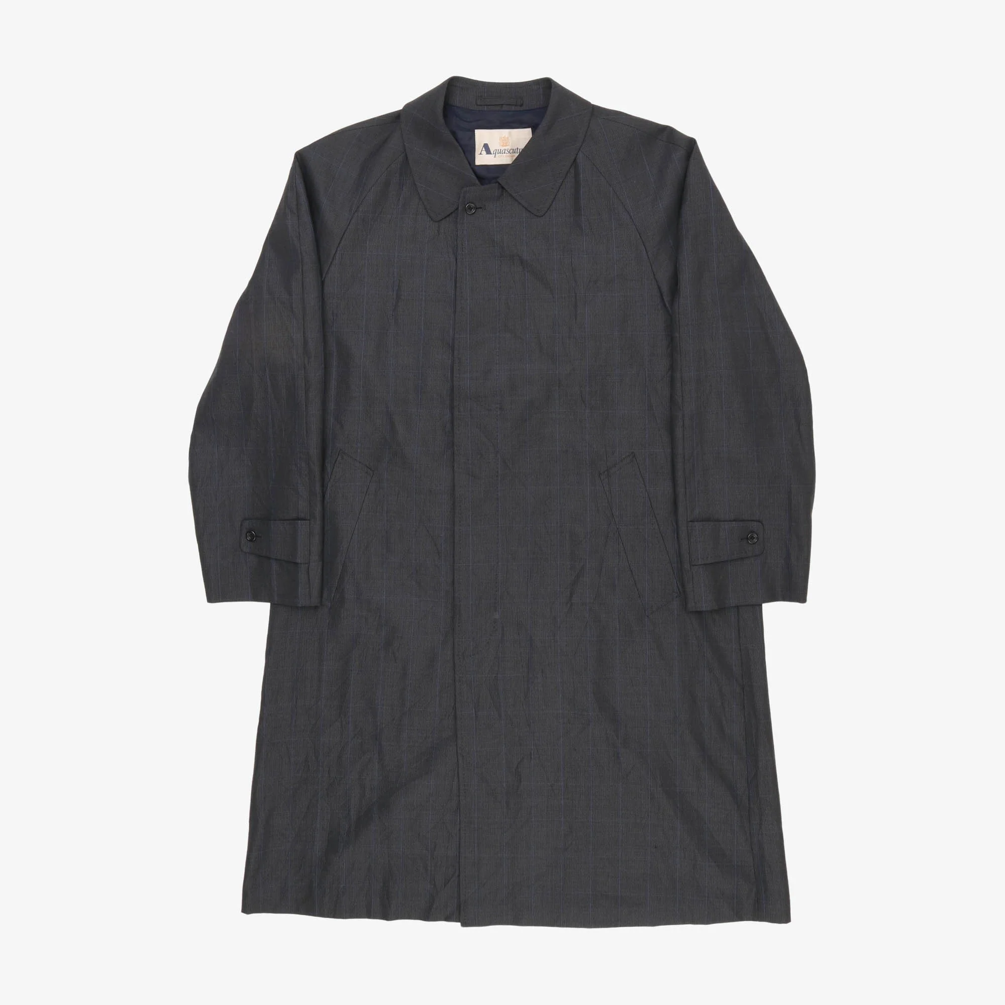 Wool Silk Check Overcoat